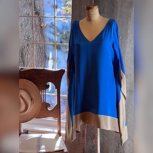 Jay Godfrey blue silk cocktail dress.